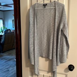 Jones New York asymetrical, light blue/grey cardigan.